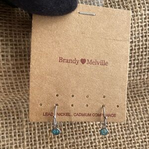 Brandy Melville Blue Rhinestone Silver Earrings